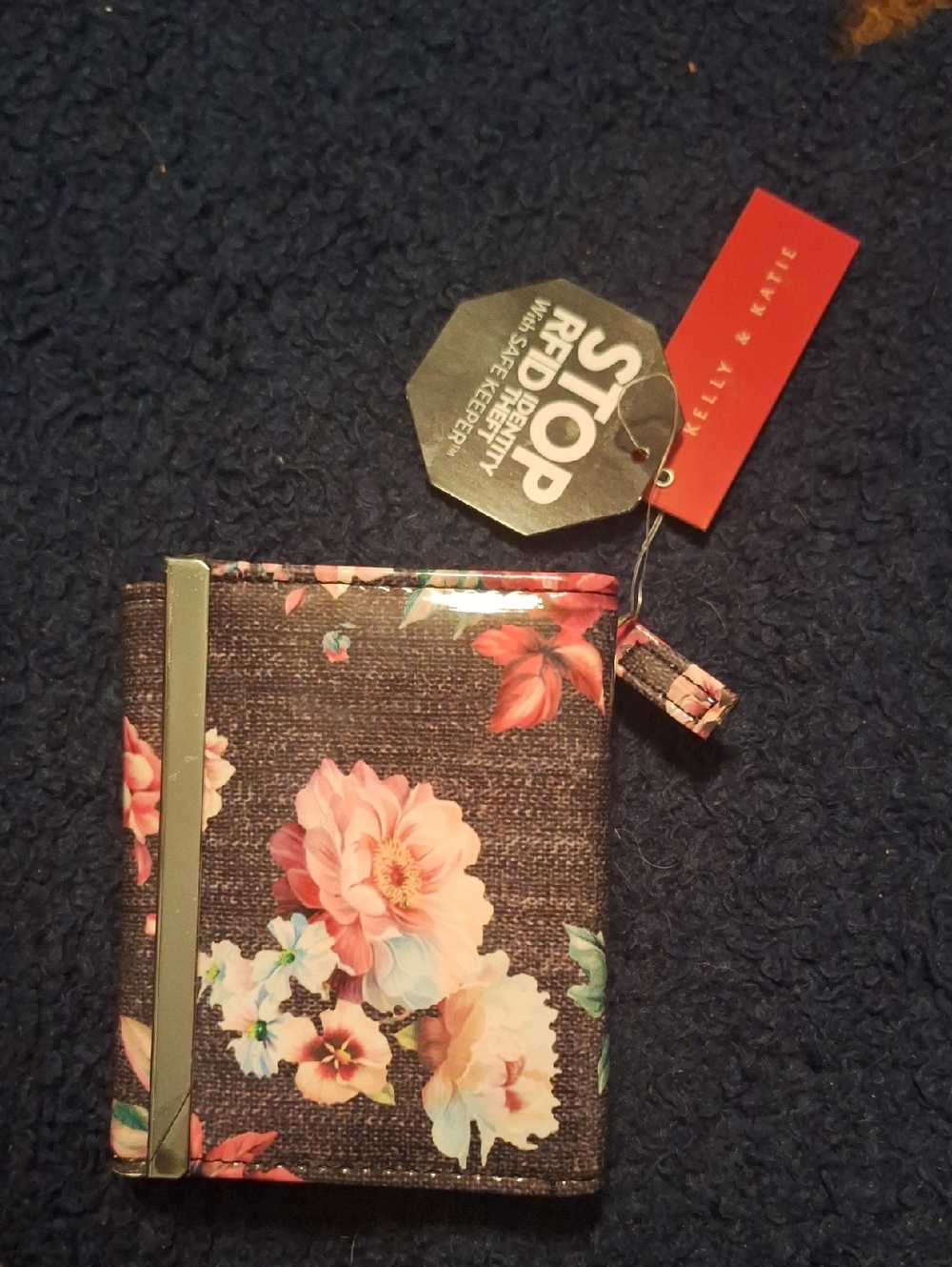 Kelly & Katie Floral Navy Blue Wallet with Pink Flowers